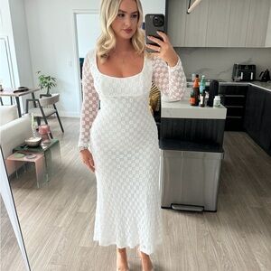 Revolve Bardot White Long Sleeve Lace Dress